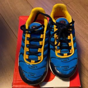 Nike Air Max plus blue + yellow kids size 11